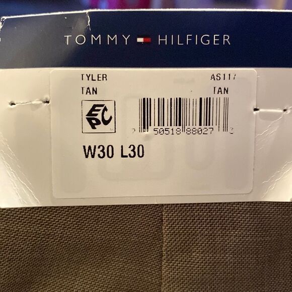 Tommy Hilfiger Men’s Tyler Tan 100% Wool Dress Pants Trim Fit W30 X L30 - Picture 2 of 9